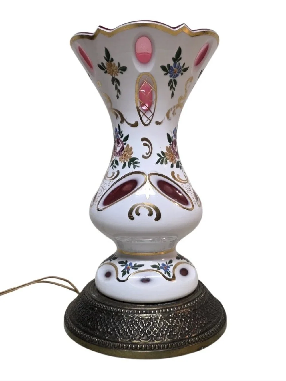 Vintage Bohemian Czech Glass Vintage Lamp